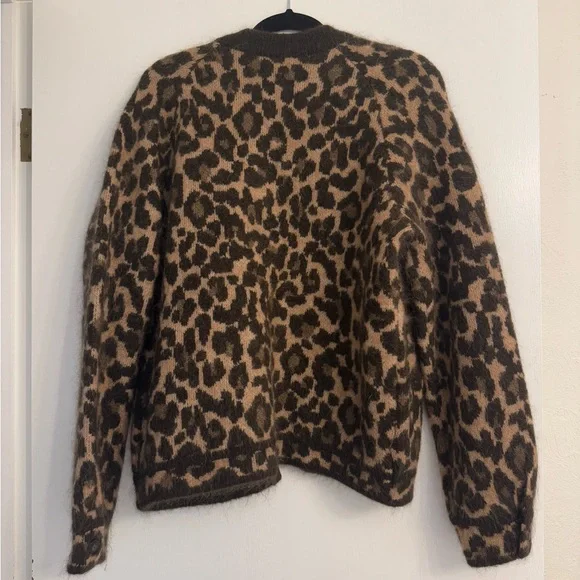 Sezane Animal Print Cardigan in Brown and Black - Picture 3 of 4